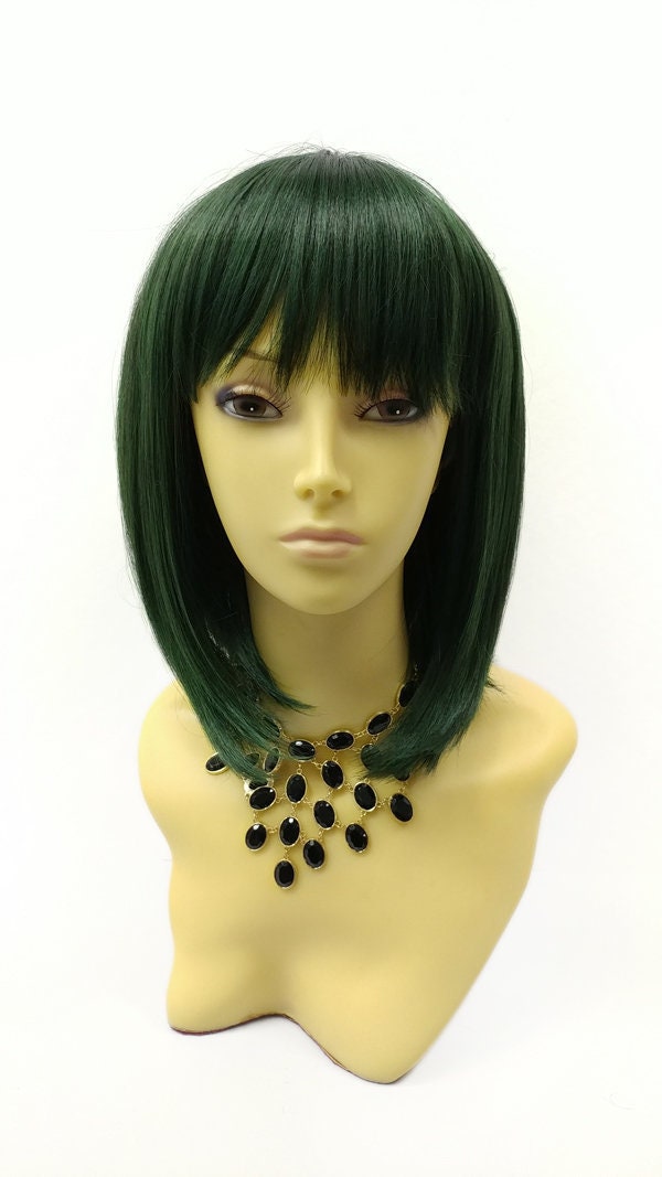 Green long bob heat resistant wig w/ bangs Amazon.com: WIGER Long Green Wigs with Bangs Straight Dark  main image 4