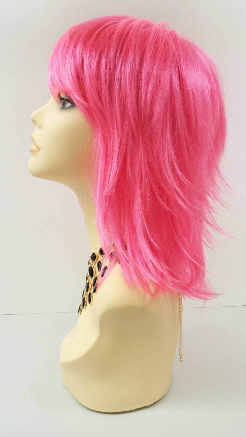 12 Inch Hot Pink Shag Style Wig. Straight and Layered W  display picture 2