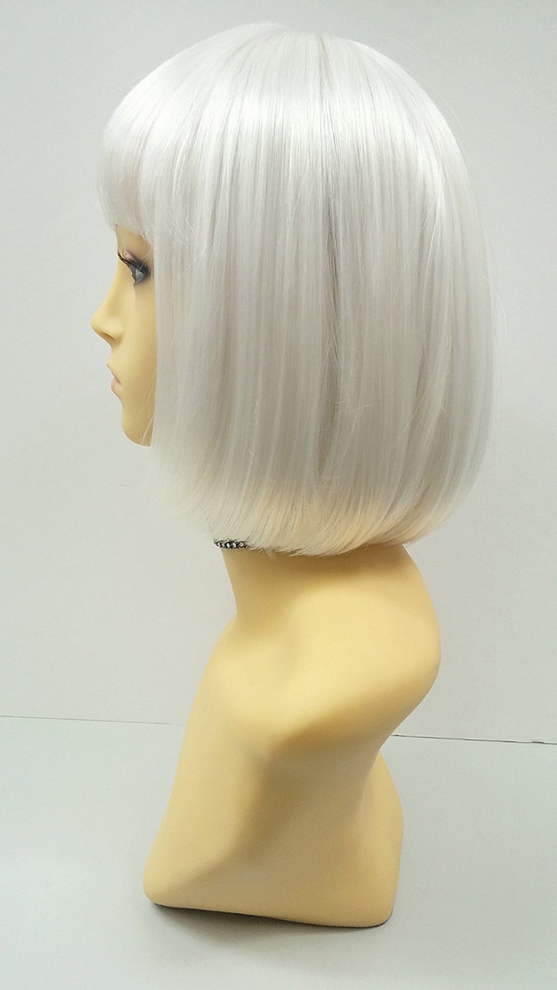 White Short Bob Wig Straight w/ Bangs. Page Boy Wig. Etsy