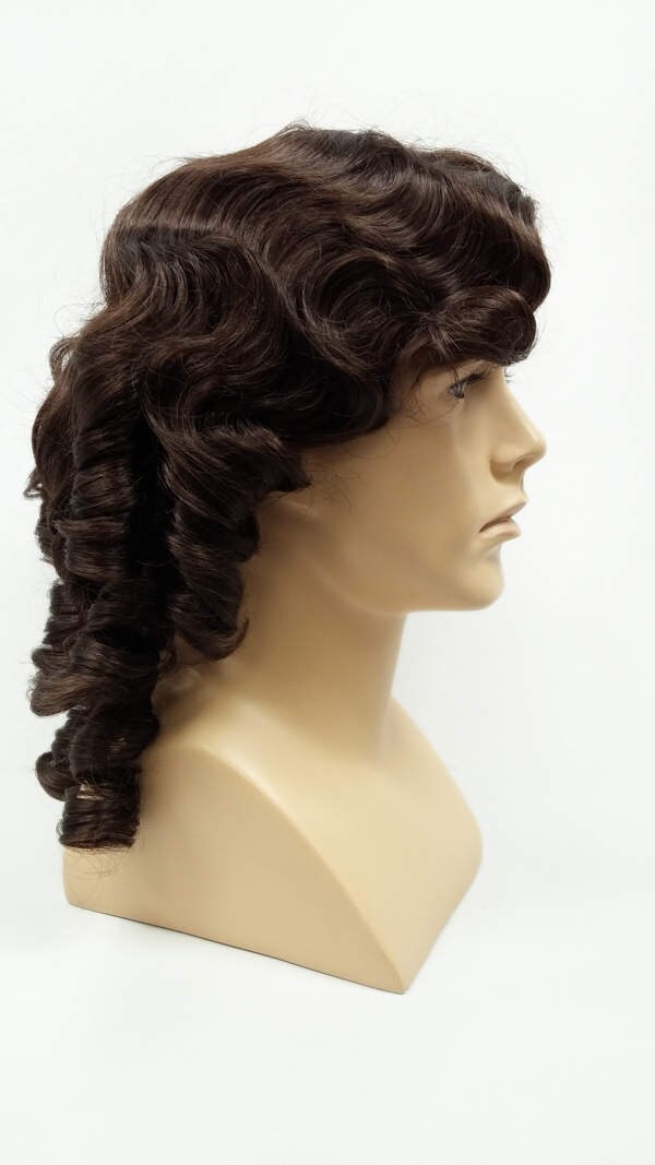 Mens Brown Curly Colonial Costume Wig. 1700s Style Ringlets Etsy