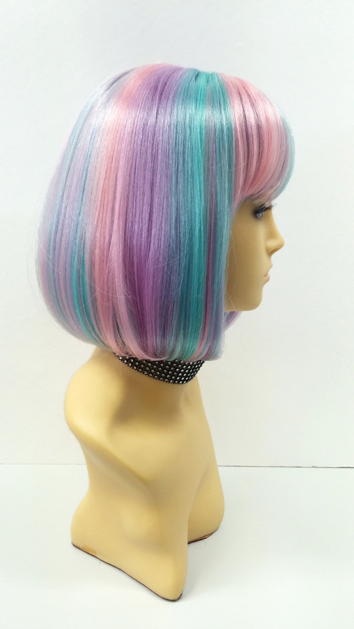 Cotton Candy Rainbow Short Bob Wig Straight With Bangs. Page Etsy