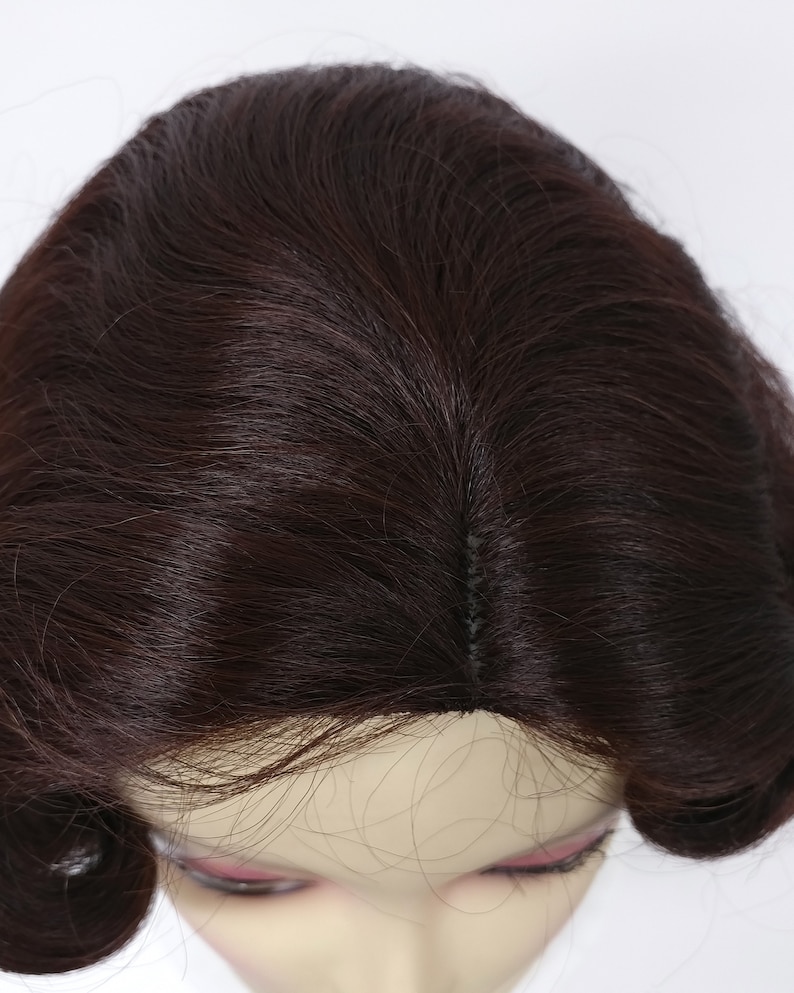 8 Inch Chestnut Brown Heat Resistant 1920s Style Finger Wave Vintage Retro Costume Wig [HTRosie-33] image 5
