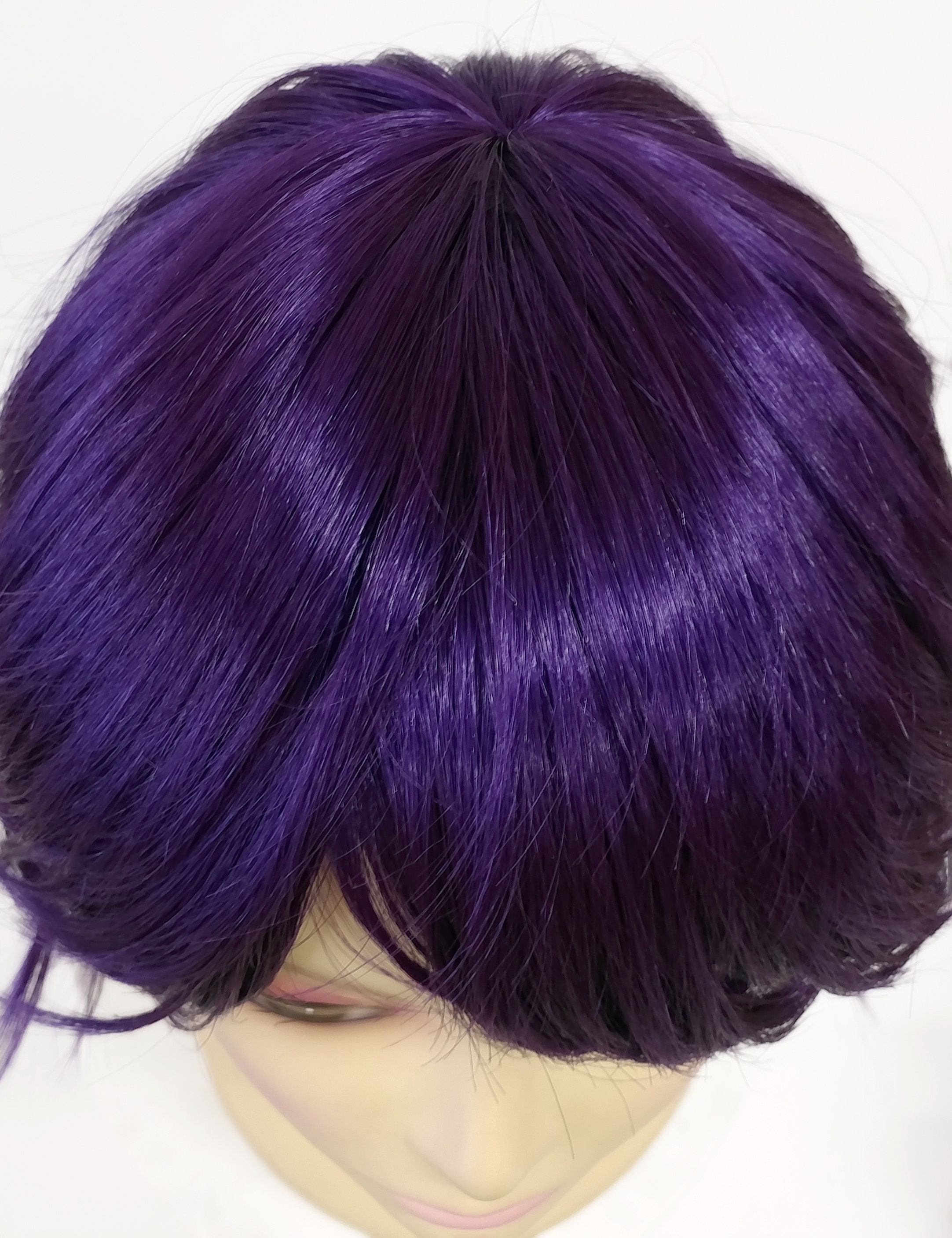12 Inch Purple Shag Style Straight and Layered With Bangs  display picture 1