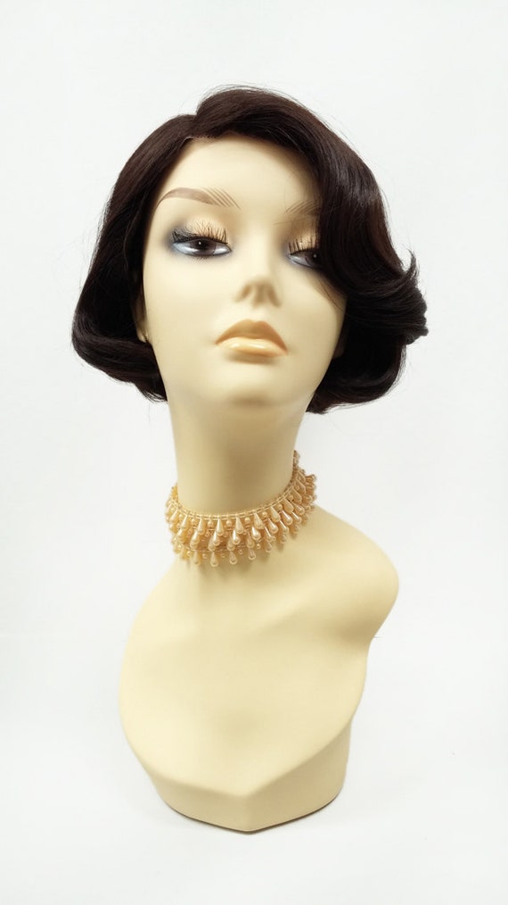 Lace Front Short Dark Brown Retro Bob Wig W Side Part 20s 50s Style Heat Resistant Fashion Wig 110 509 Josie 4