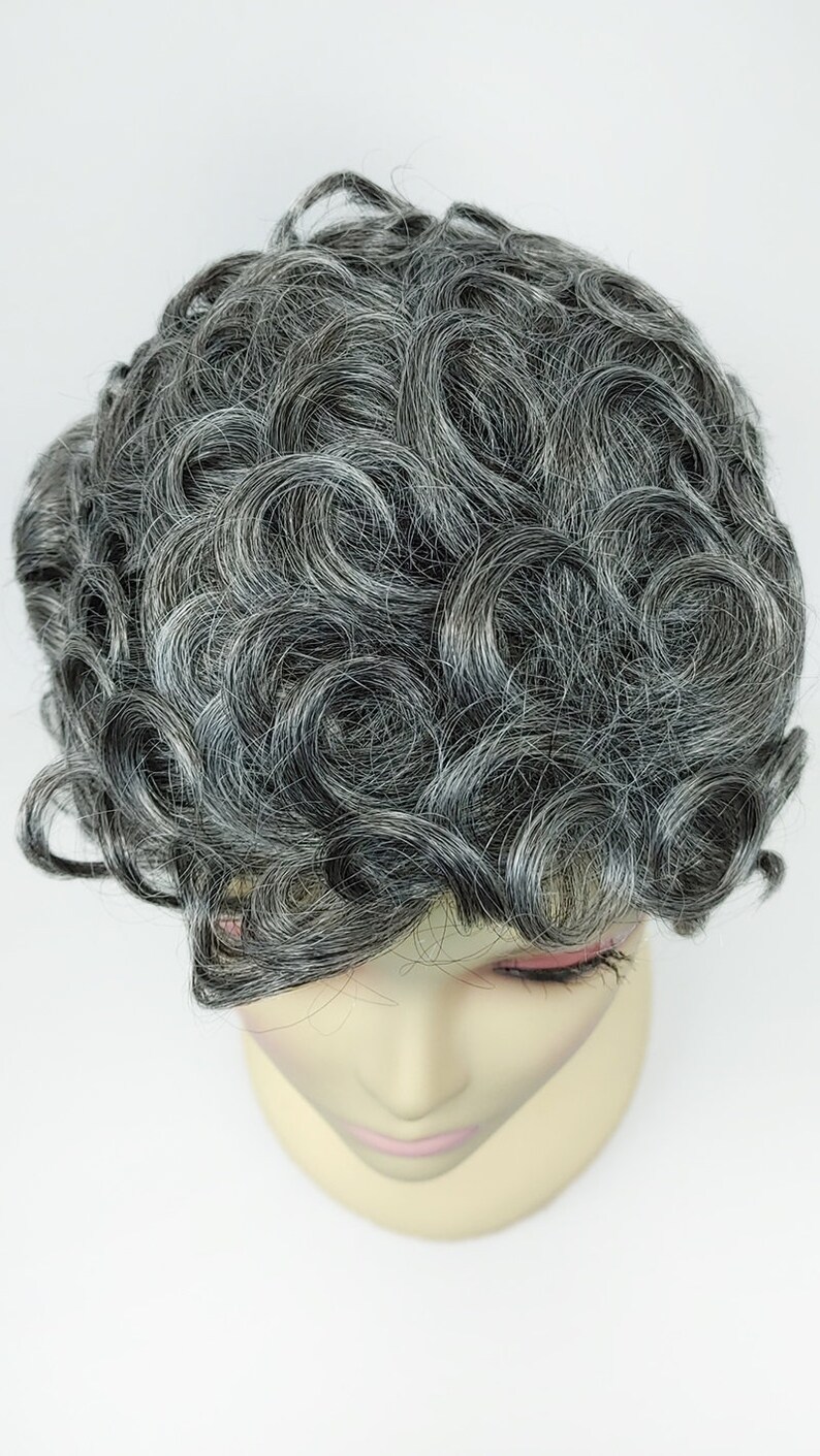 Salt and Pepper Gray Short Curly Synthetic Vintage Fashion Wig Etsy