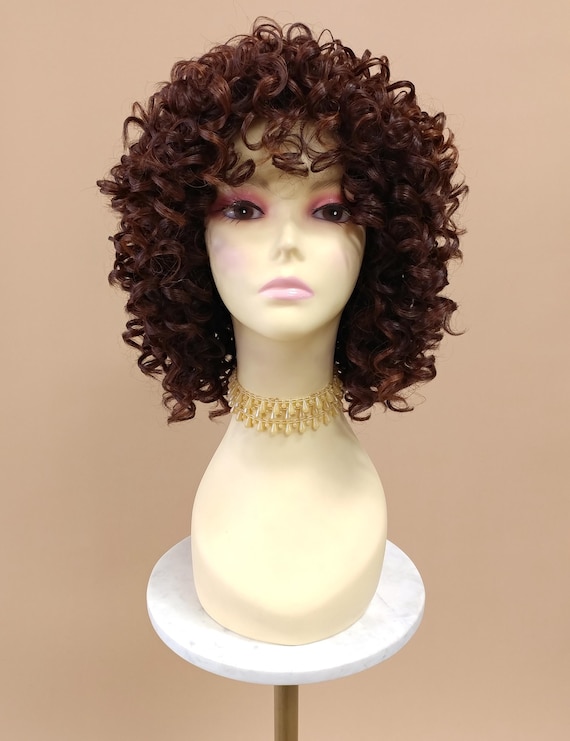 New Curly Brown/Auburn Tipped Heat Resistant Wig Glueless Auburn Brown Kinky Curly Textured Wig| Easy Install  main image 4