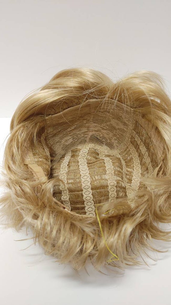 Blonde mix wig brand new bangs Long Loose wavy HEAT OK Full Human Hair Blend WIG bangs  main image 4