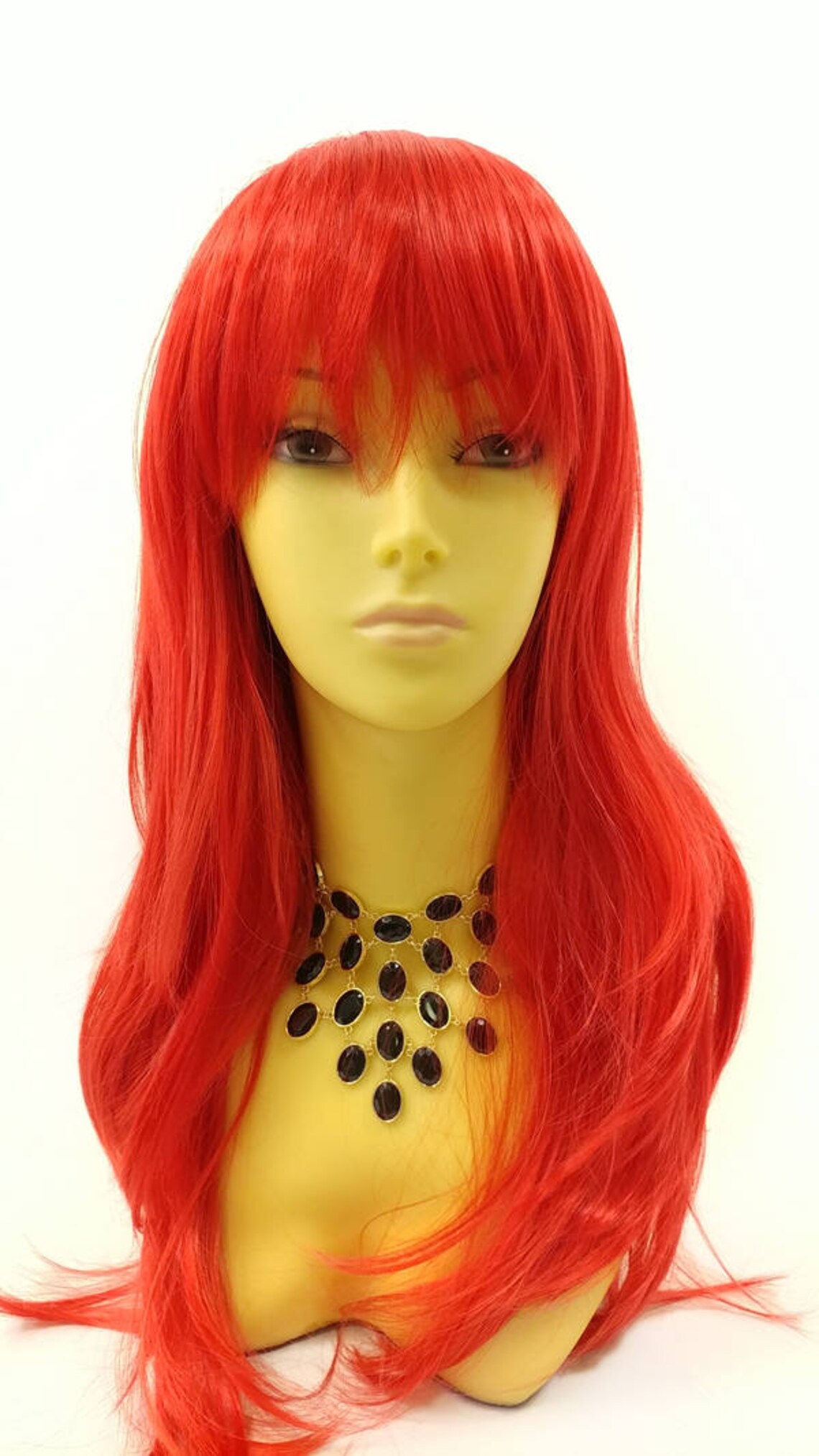 Long 18 inch Straight Red Wig with Bangs. Anime Cosplay Etsy