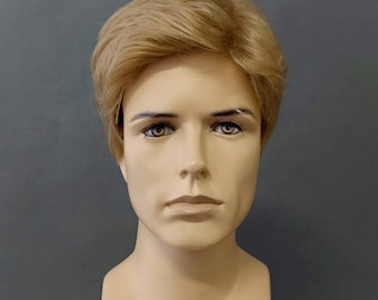 Golden Blonde Short Straight Synthetic Wig Unisex Tapered Costume Cosplay Fashion Wig [Luca-D24]