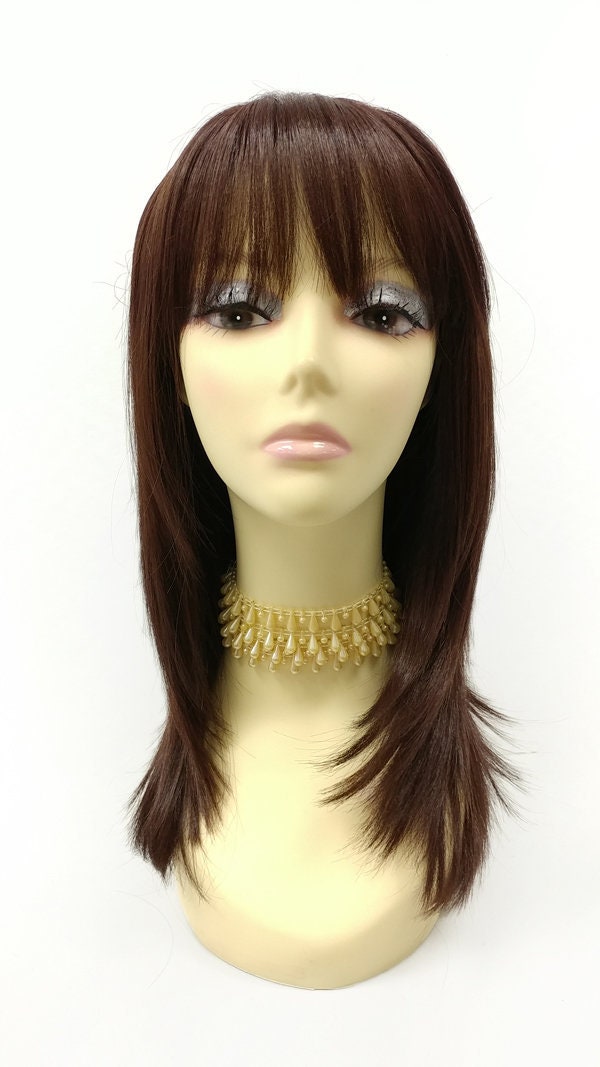 Dark Auburn heat safe long straight wig 17\