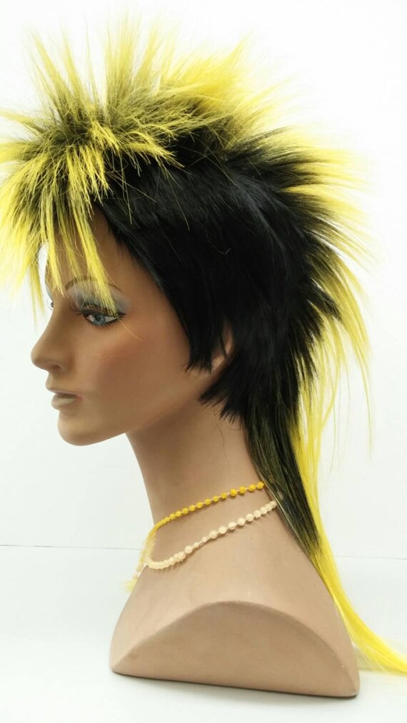 Black and Yellow Mohawk Wig. Men's Punk Rock Wig. Costume Etsy