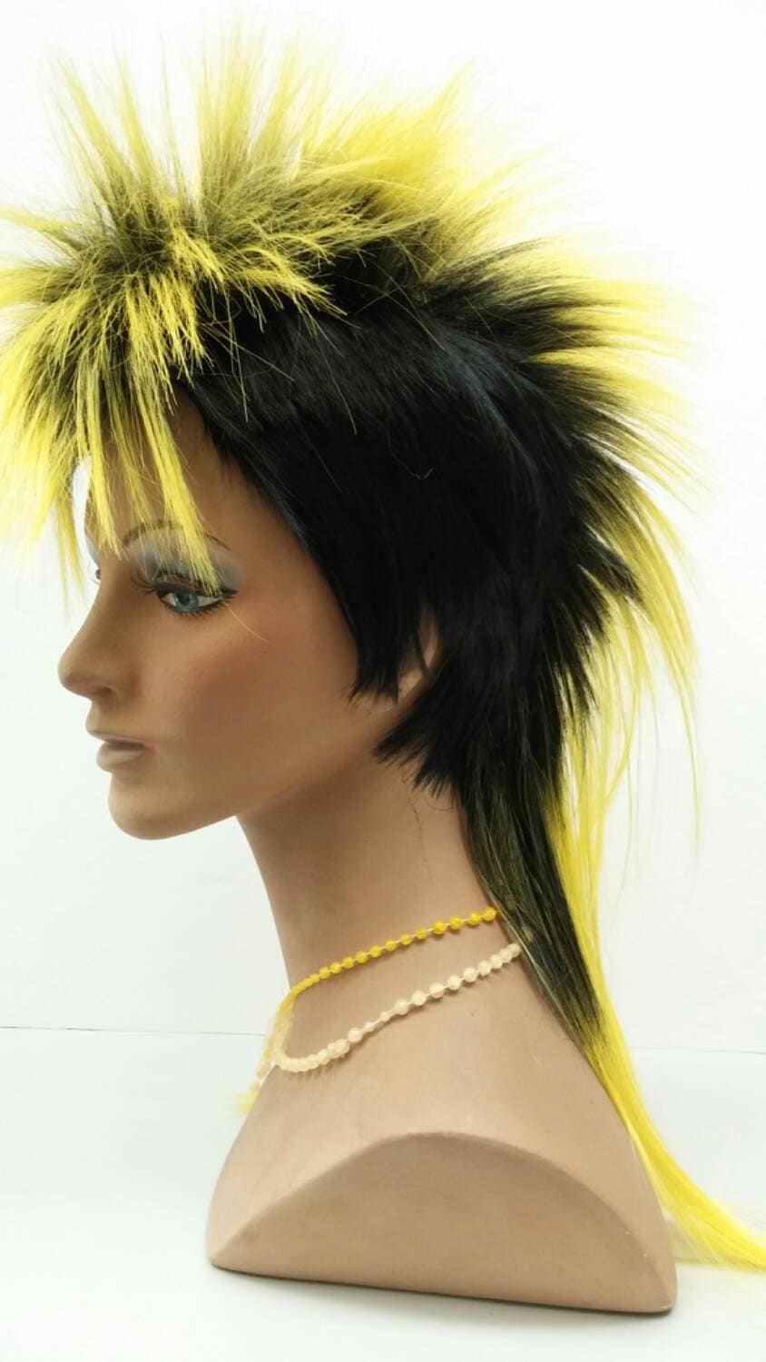 Green Yellow and Purple Fun Central AD154 LED Light Up Mohawk Wig 