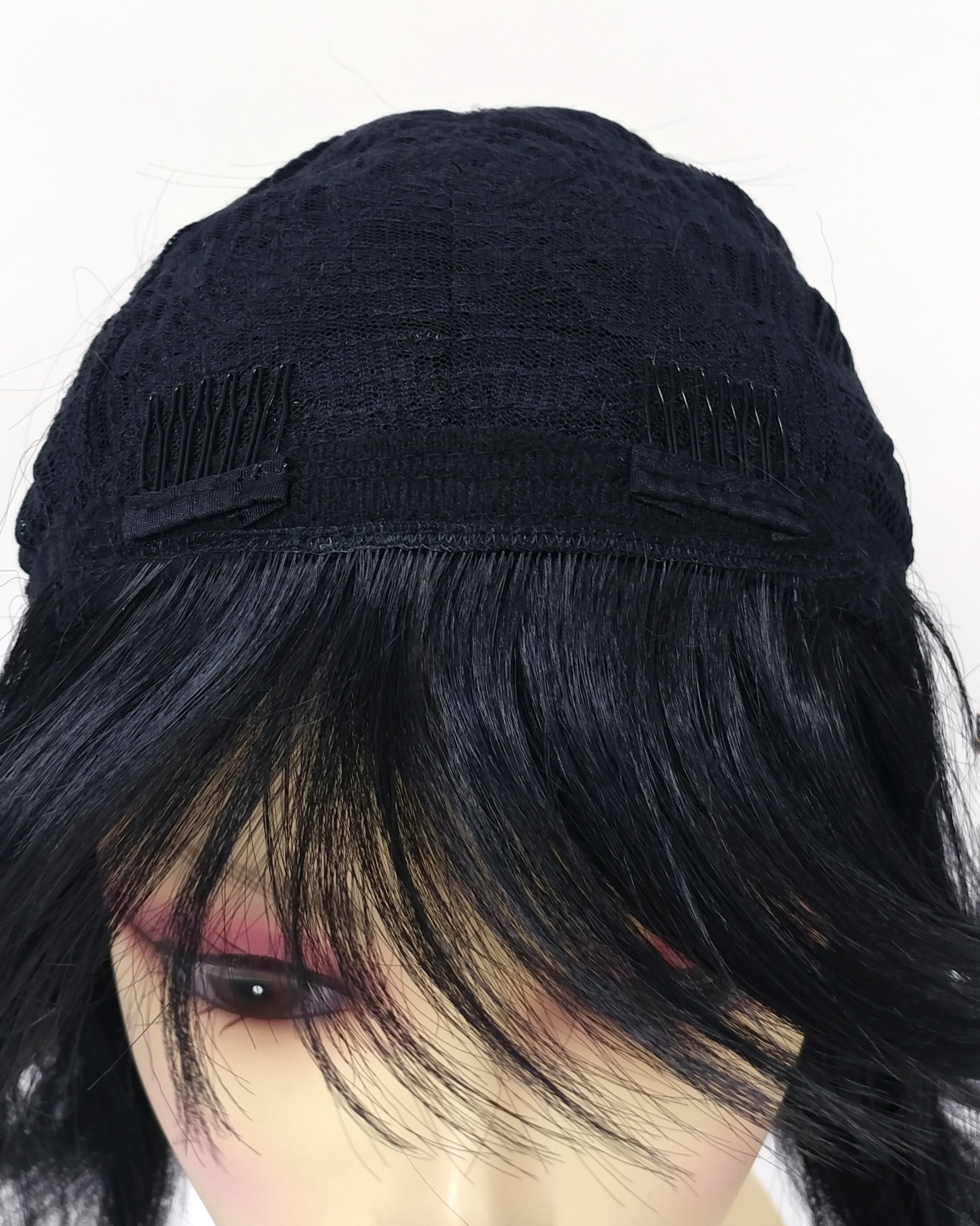 Black Short Bob Wig Straight With Bangs. Page Boy Wig. [08 