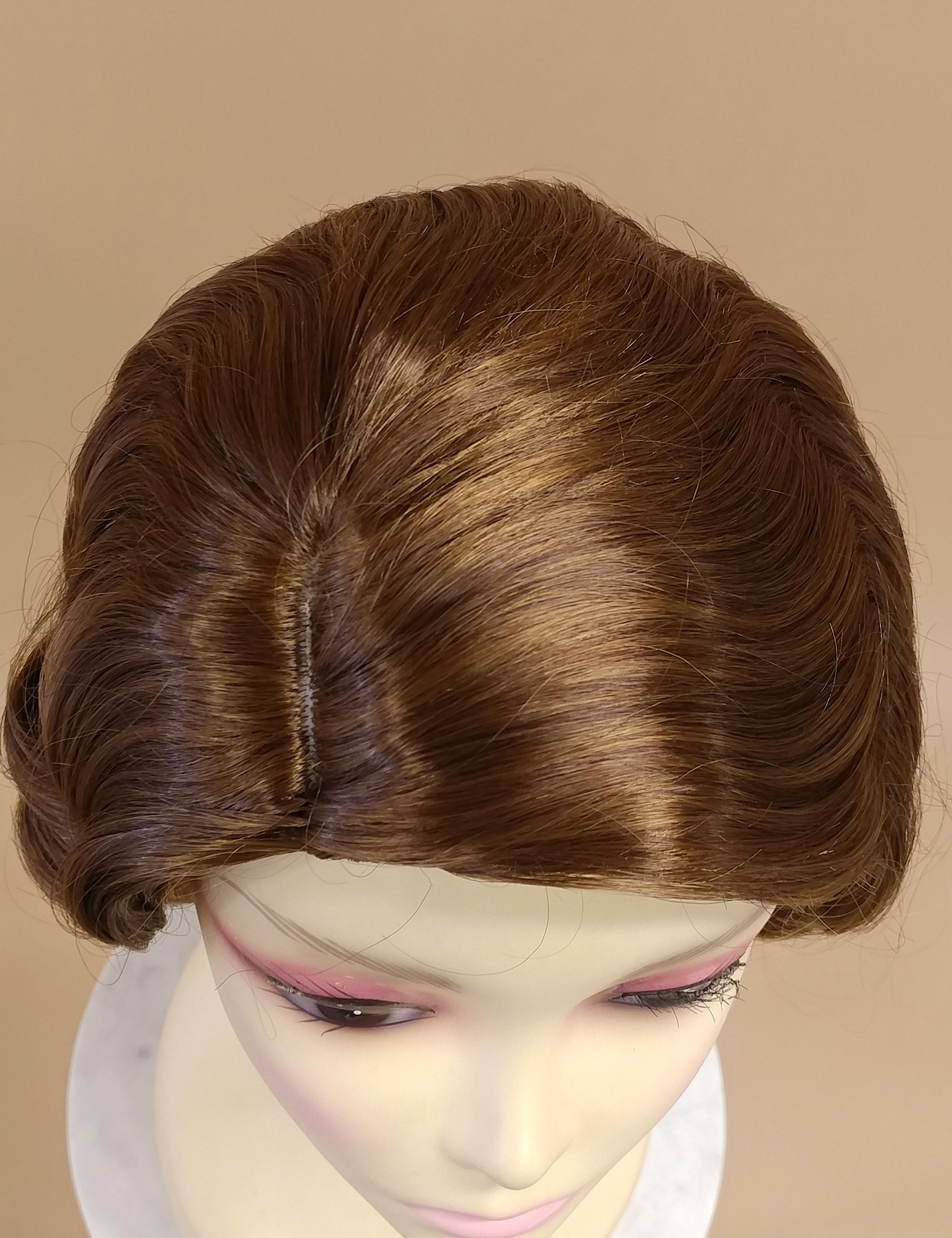 1920s Style Short Copper and Brown Heat Resistant Fingerwave Wig Brown and Copper Mix Finger Wave Costume Wig 1920s Short  main image 2