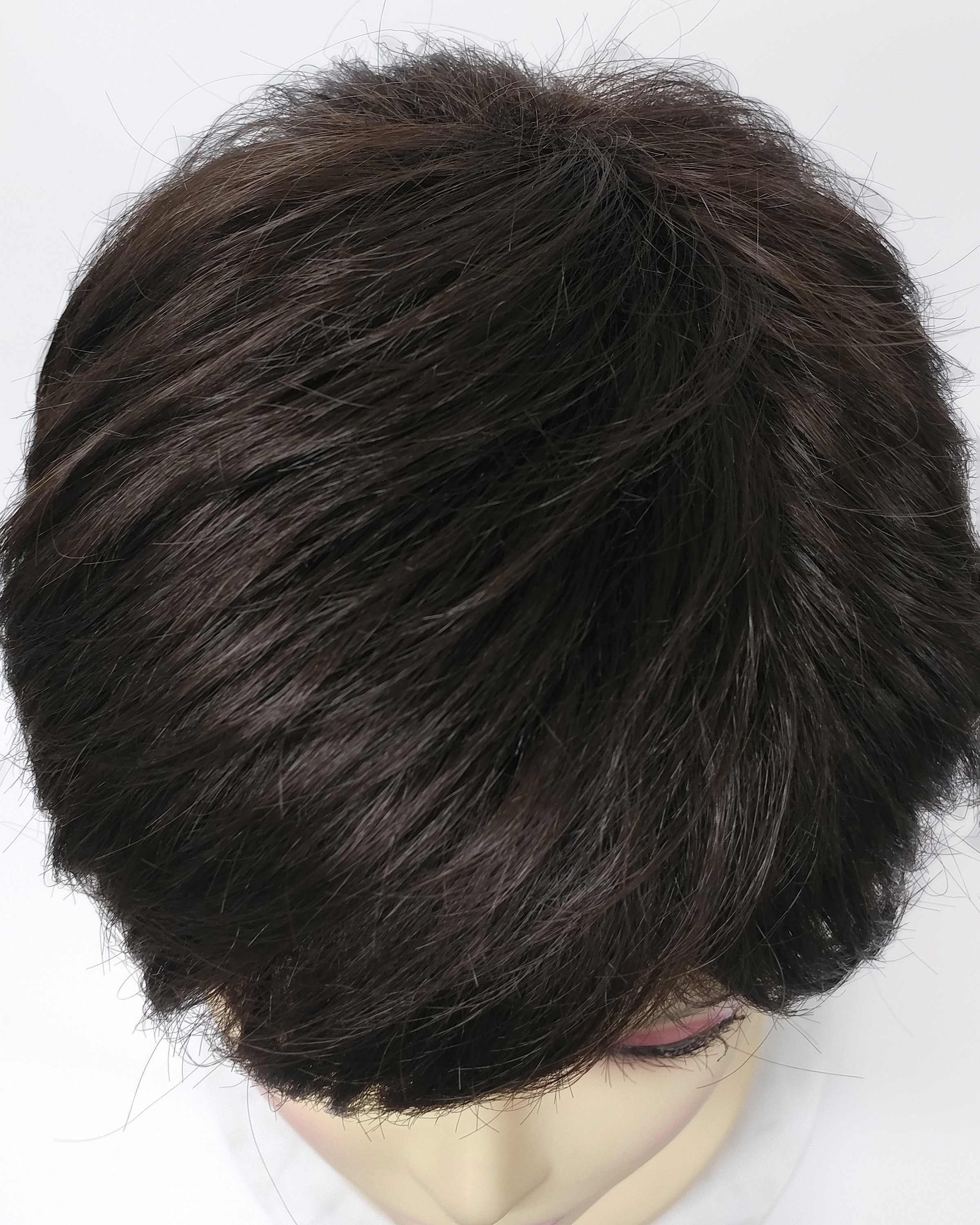 Dark Brown Pixie Cut Short Wavy Layered Wig Dark Brown Pixie Cut Short Wavy Layered Wig With Bangs  main image 3