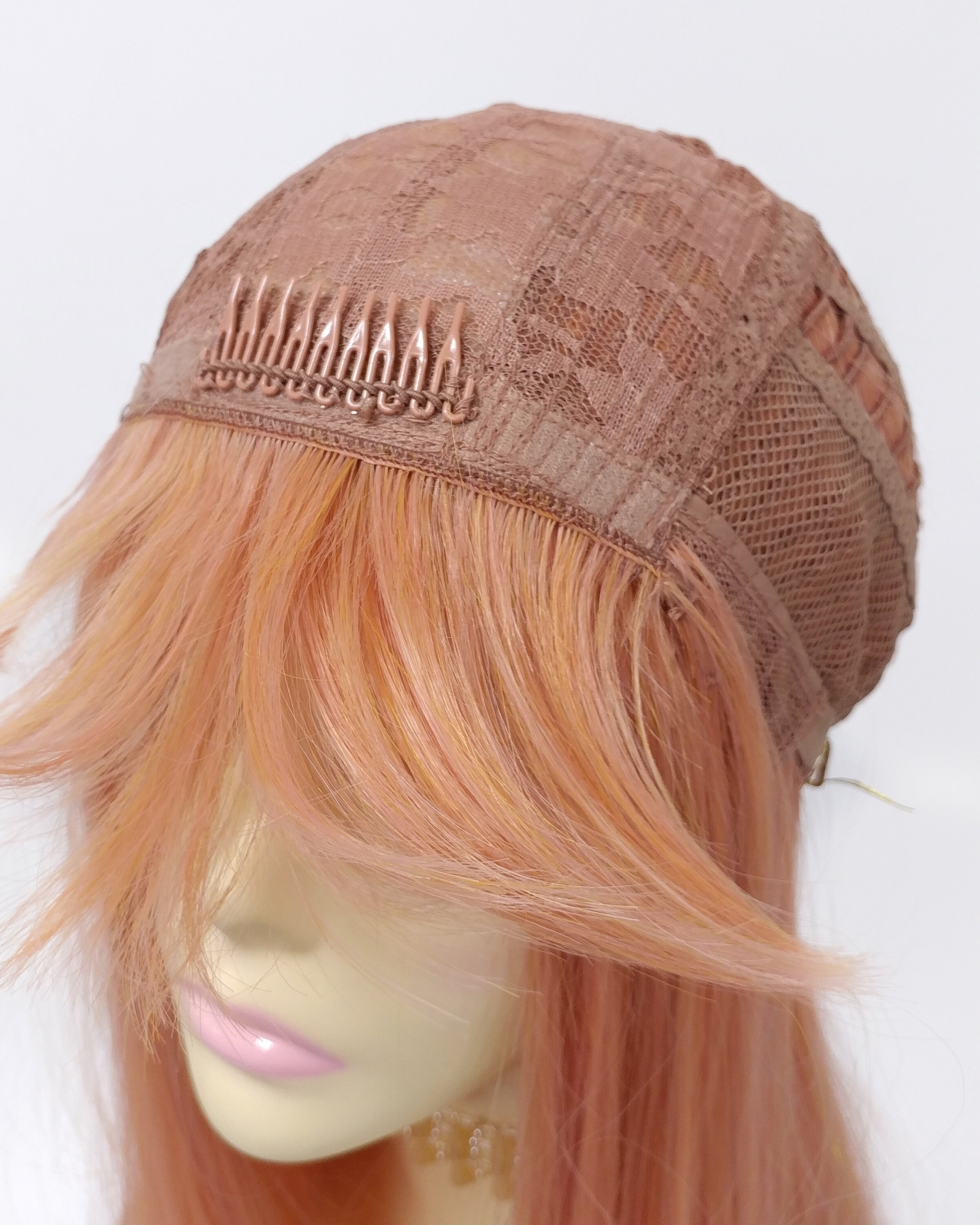 Long Straight Peach Skin Part Heat Resistant Wig Sf52bafa9c9734d32953ab156056ce  main image 2