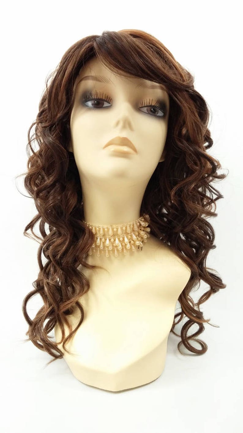 18 Inch Dark Brown With Mixed Auburn Strawberry Blonde Curly Etsy