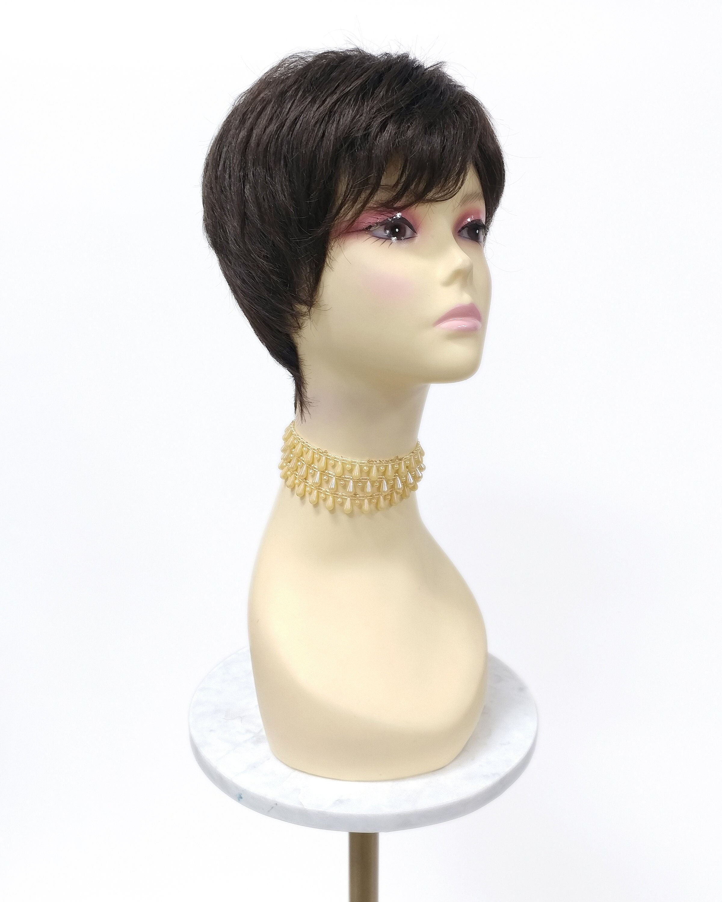 Synthetic Pixie Cut Wig with Bangs Layered Wavy Short Hair Natural Look Heat Amazon.com : Creamily Short Platinum Blonde Pixie Cut Wig  main image 4