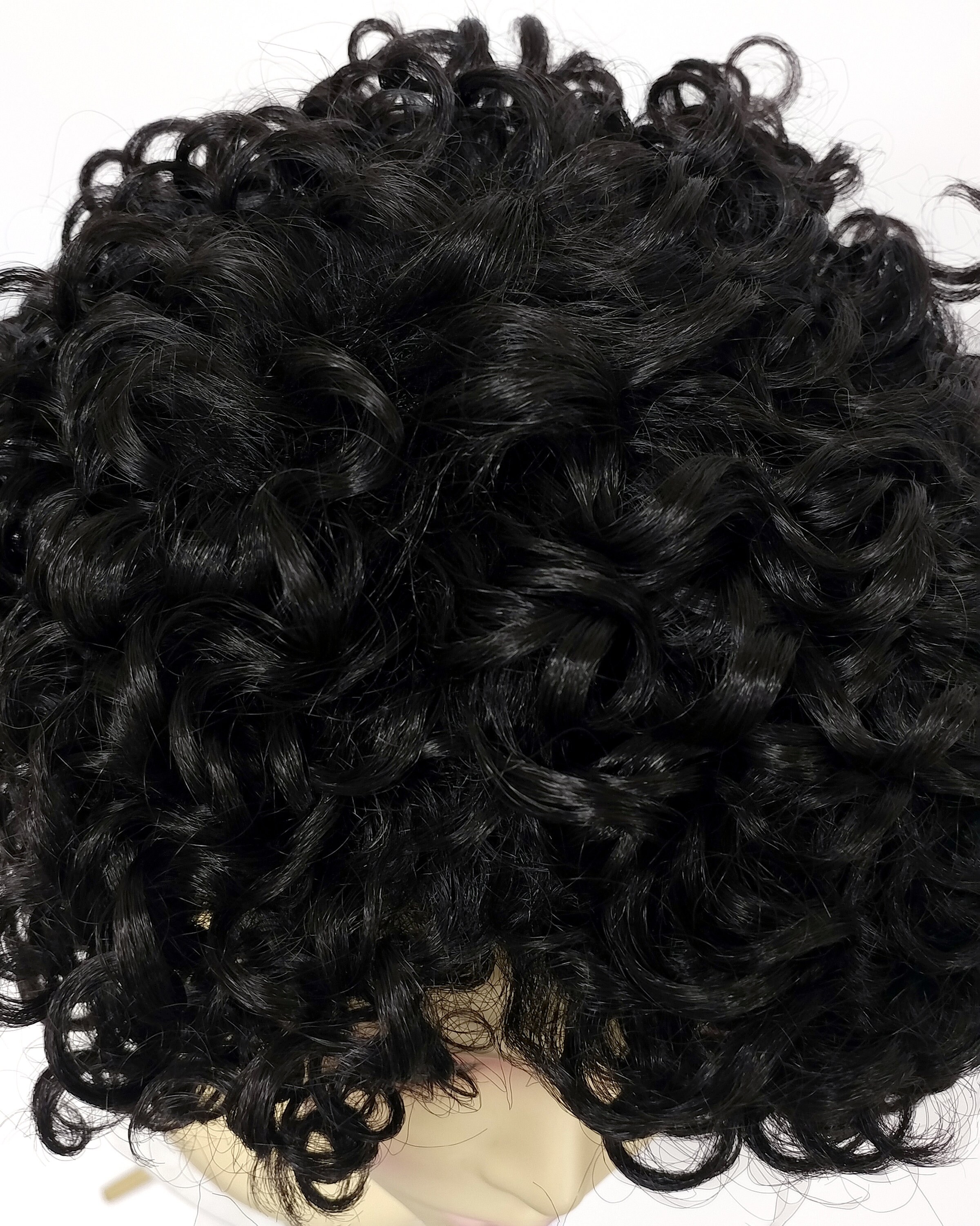 Dark brown short curly tapered heat resistant wig Darkest Brown Short Curly Tapered Wig. Heat Resistant Curls  main image 2