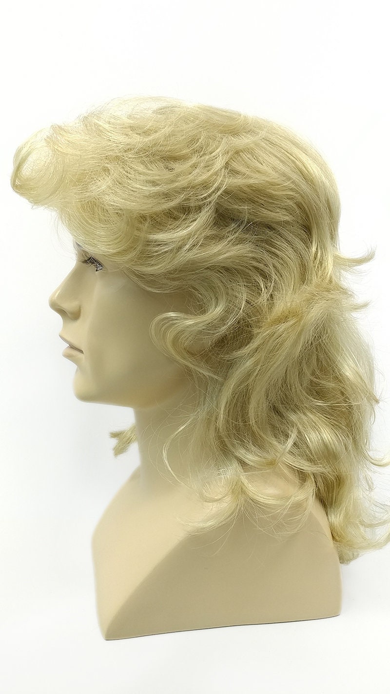 Mens Dirty Blonde Wavy Long Wig. 80s Style Mullet Brushed Back Etsy
