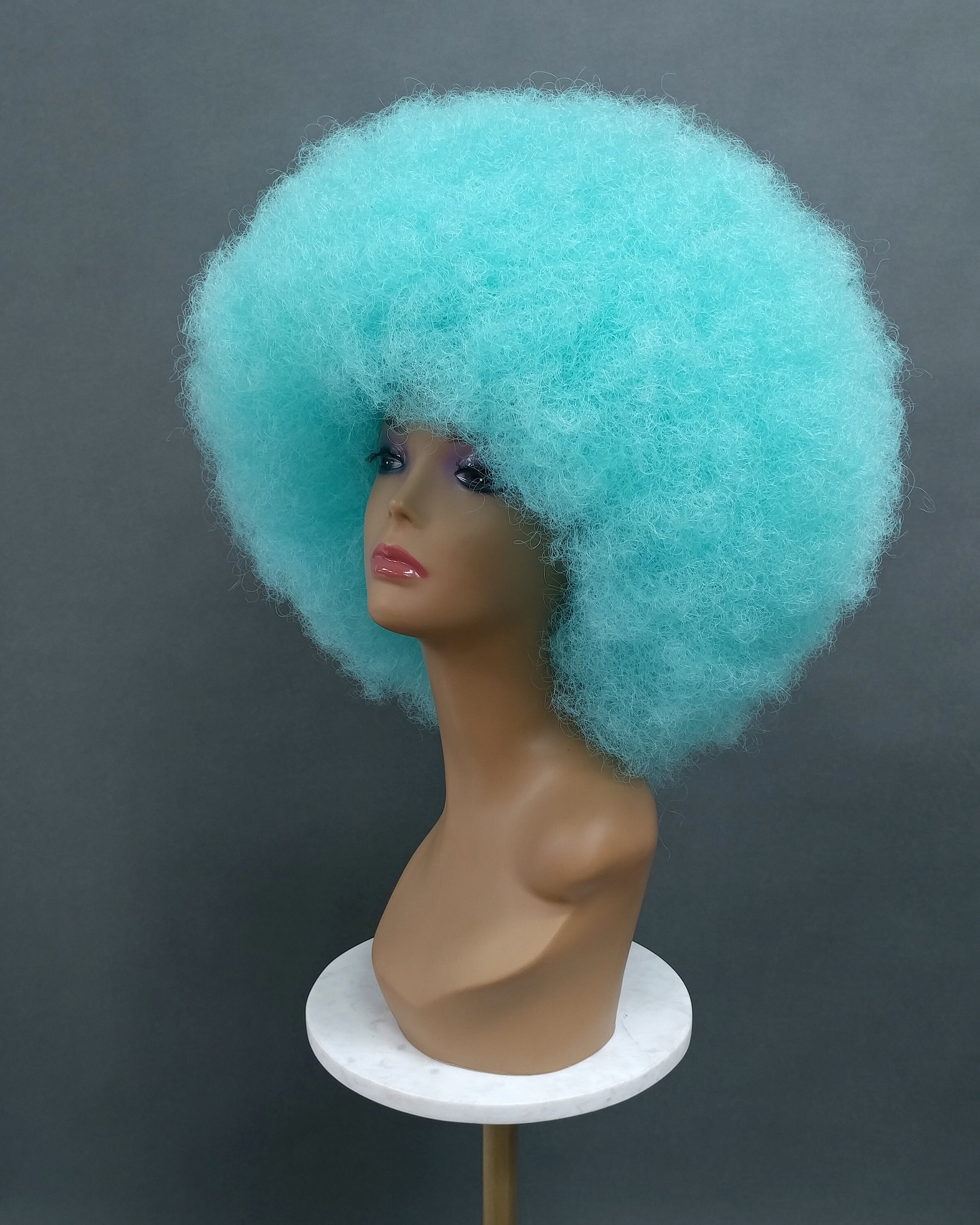 Large Light Blue Afro Synthetic Costume Wig [96-477b-lafro  display picture 1