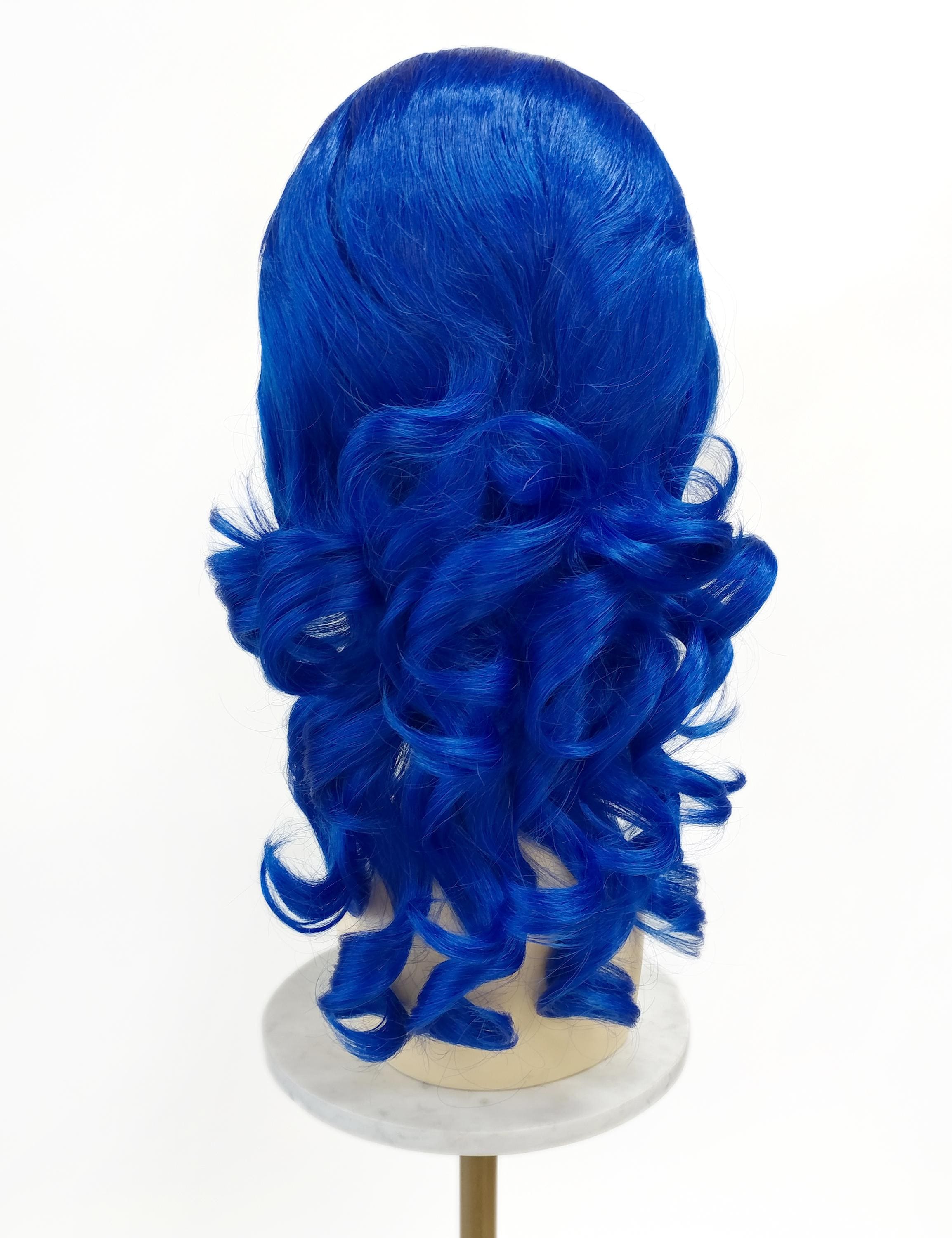 Dark Blue Long Wavy Beehive Retro Vintage 60s Costume Wig  display picture 1