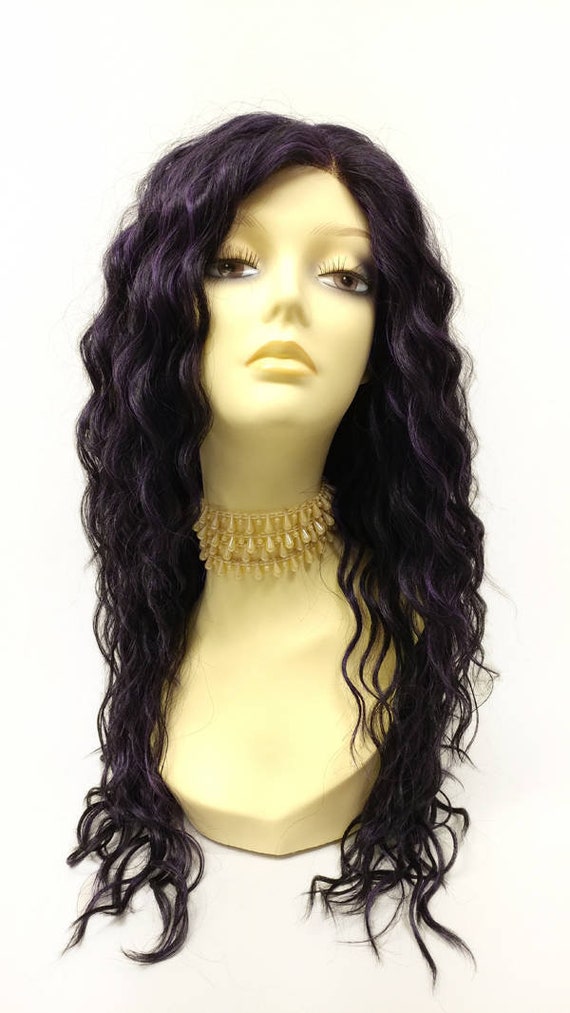 Long 23 Inch Lace Front Midnight Purple Layered Deep Beach Etsy