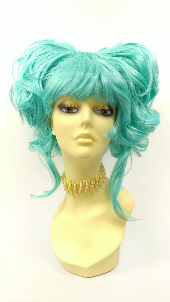 Petite Light Blue Short Double Pouf Poof Wig Anime Cosplay Etsy