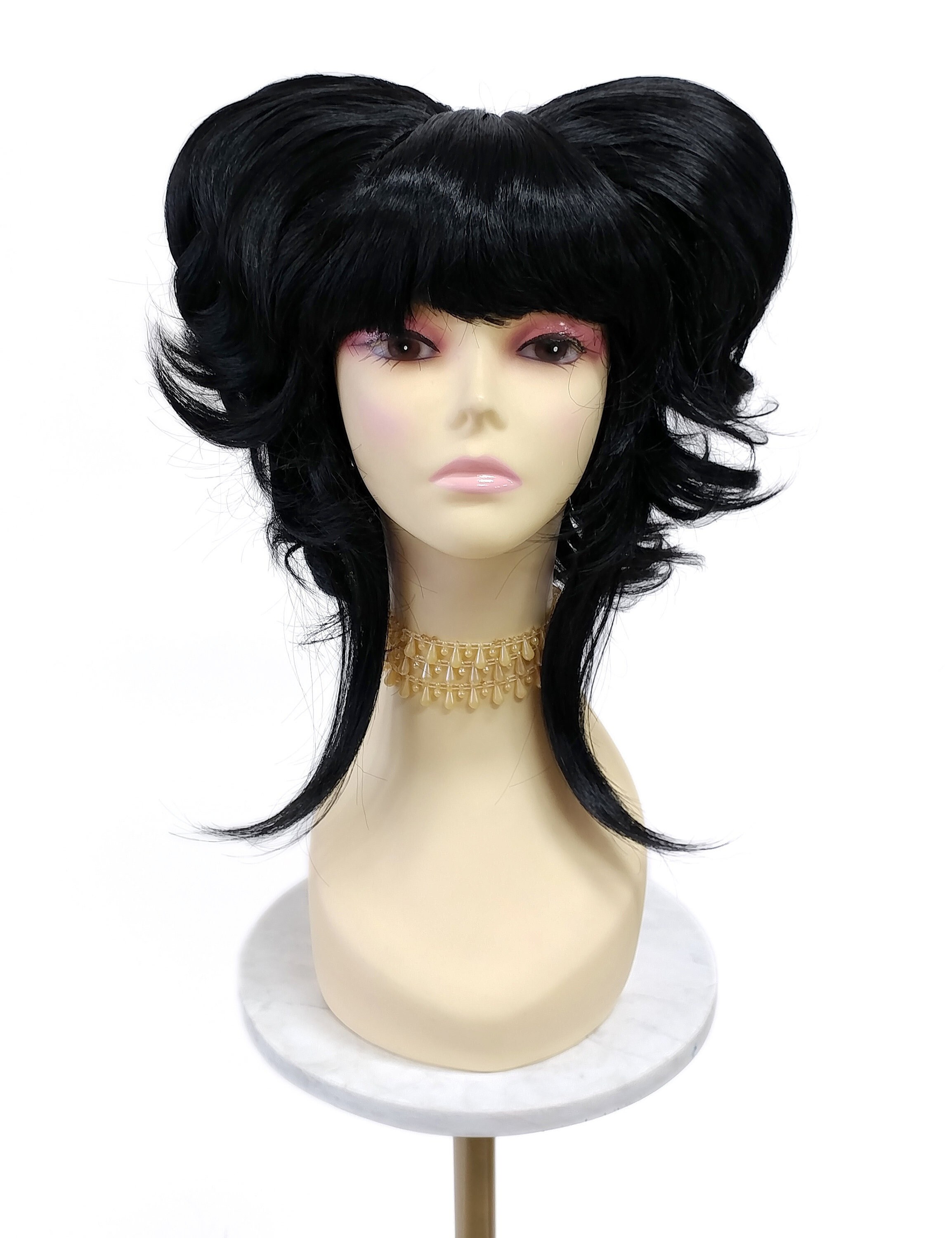 Petite purple Short Double pouf poof wig anime style Cosplay Beehive Costume Sm Dark Purple Wavy Beehive Costume Wig [wvbeehive-dpurple] - Etsy main image 2