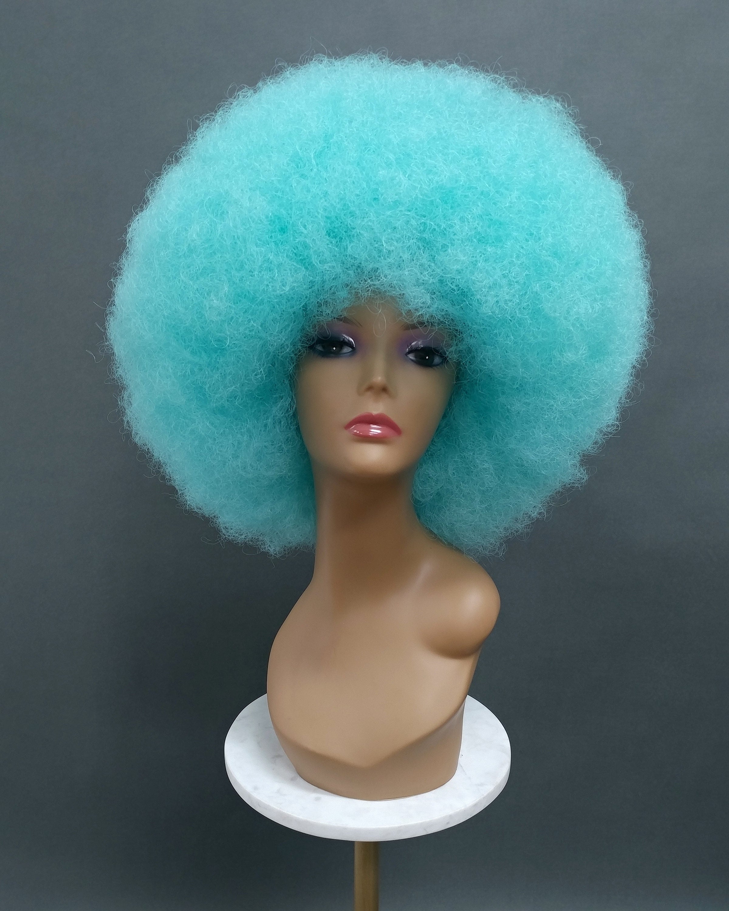 Light Blue Afro Wig Amazon.com: 70s Disco Style Blue Afro Light Up Wig with LED  main image 4
