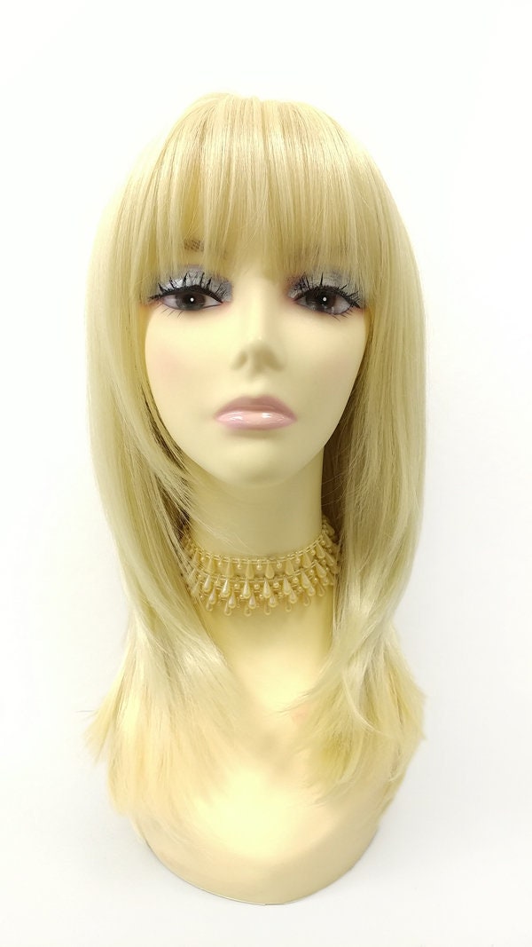 Light blonde heat safe long straight wig 17\