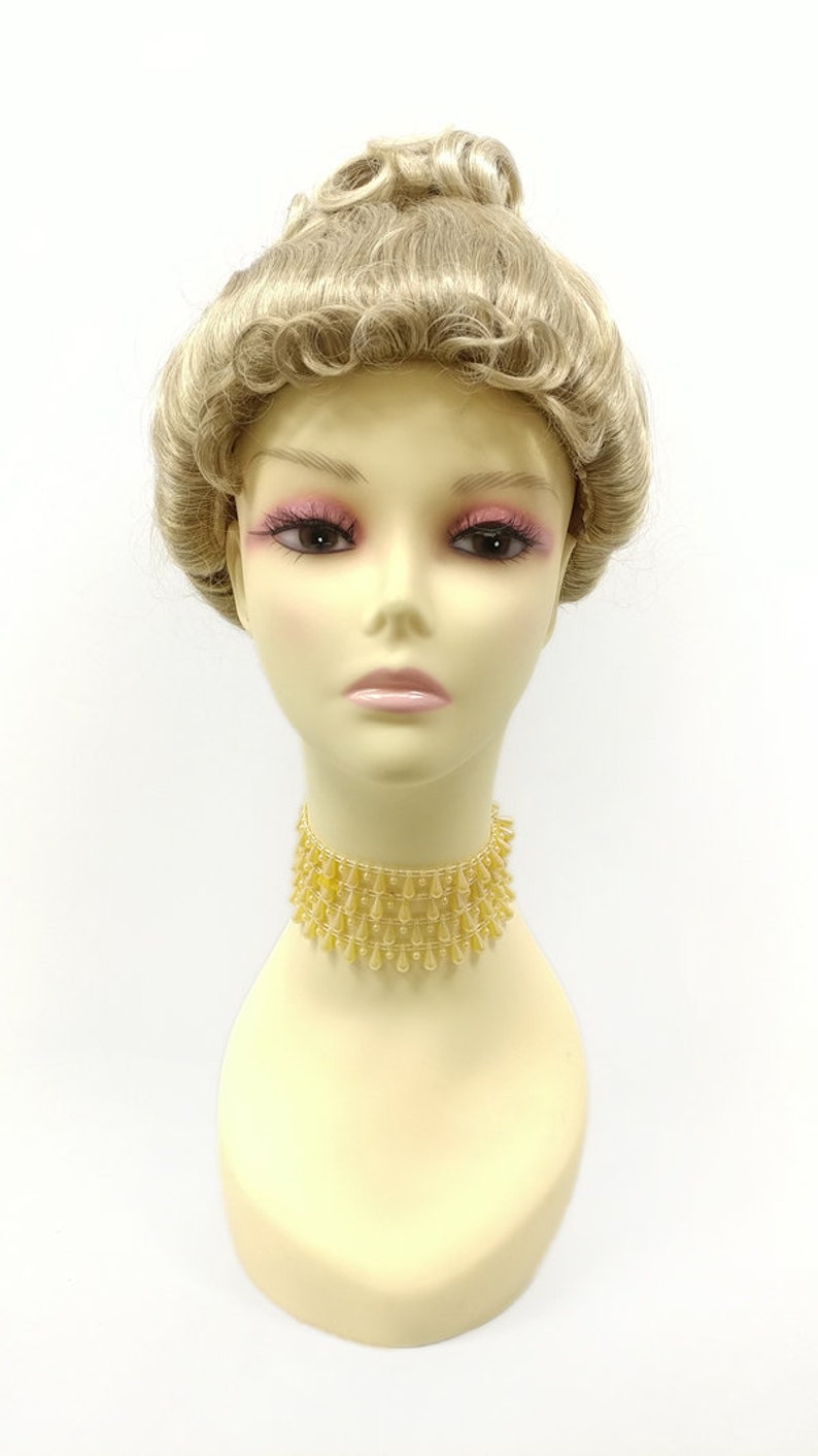 Victorian Wigs, Hair Pieces  | Victorian Hair Jewelry Light and Dark Blonde Mix Upstyle Costume Wig. Victorian Inspired Wig. Colonial Style Wig [28-173-Updo-16/613T] $45.99 AT vintagedancer.com