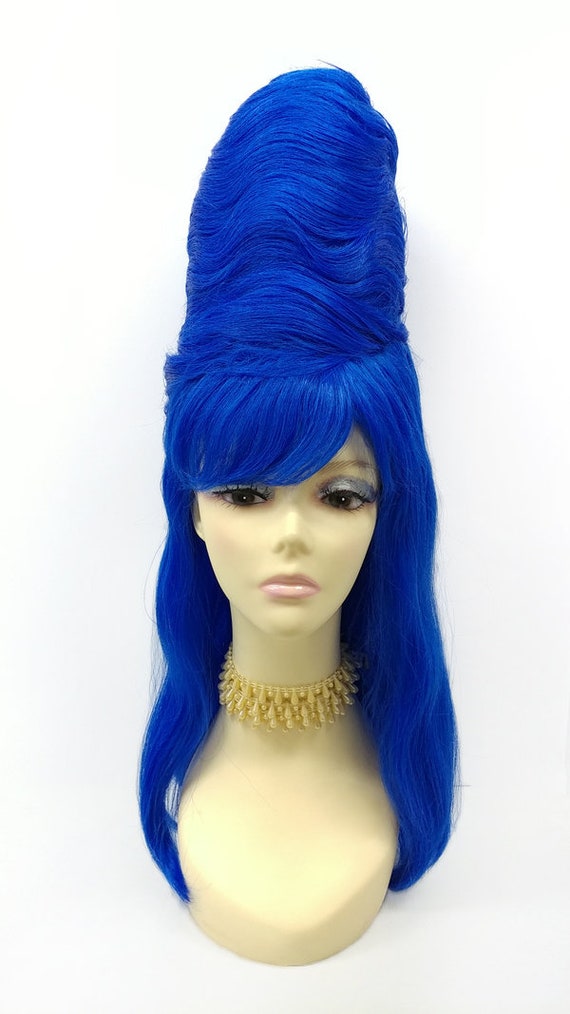 Blue retro 60s beehive wig Dark Blue Long Wavy Beehive Retro Vintage 60s Costume Wig  main image 3