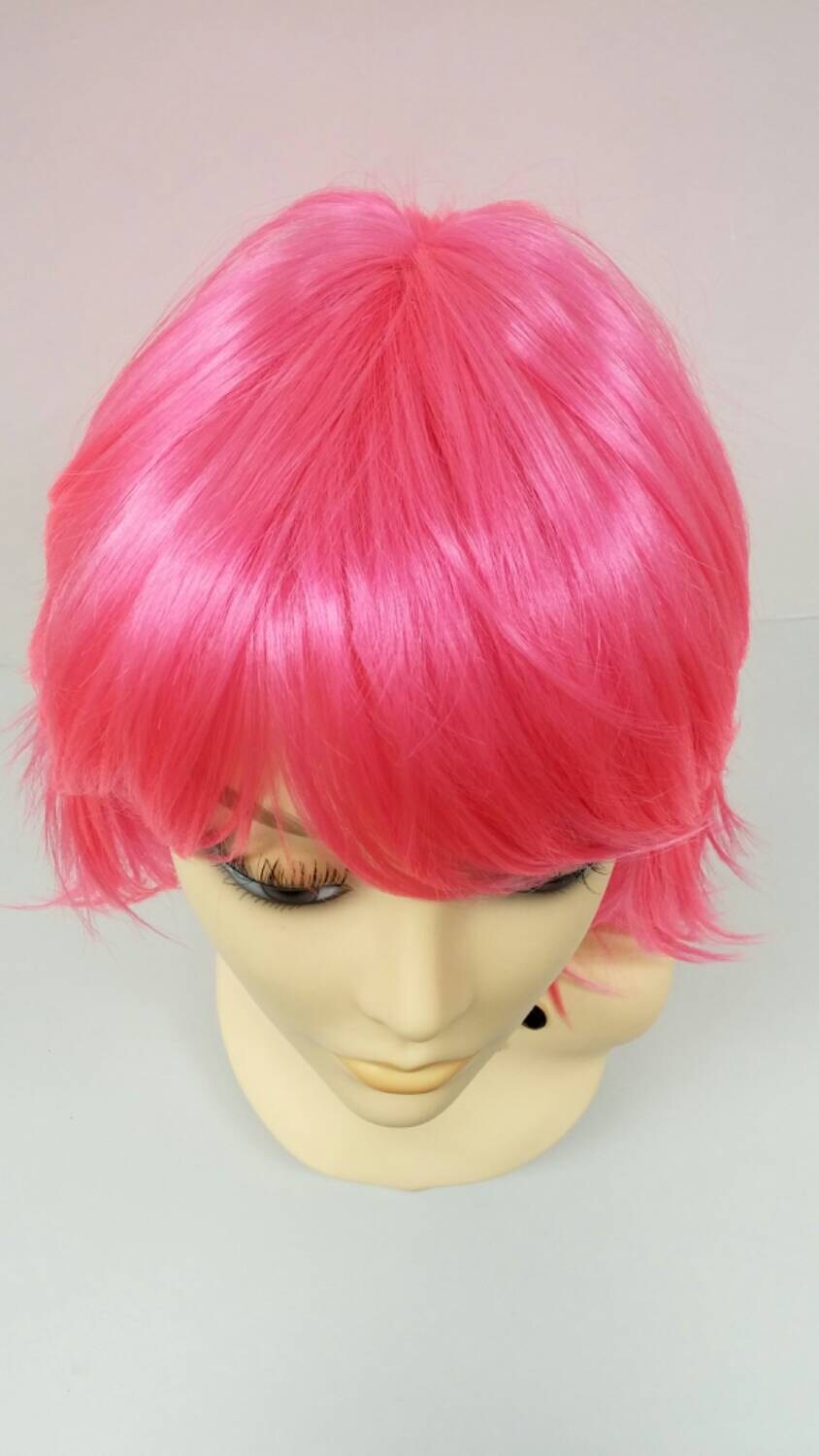 12 Inch Hot Pink Shag Style Wig. Straight and Layered W  display picture 3