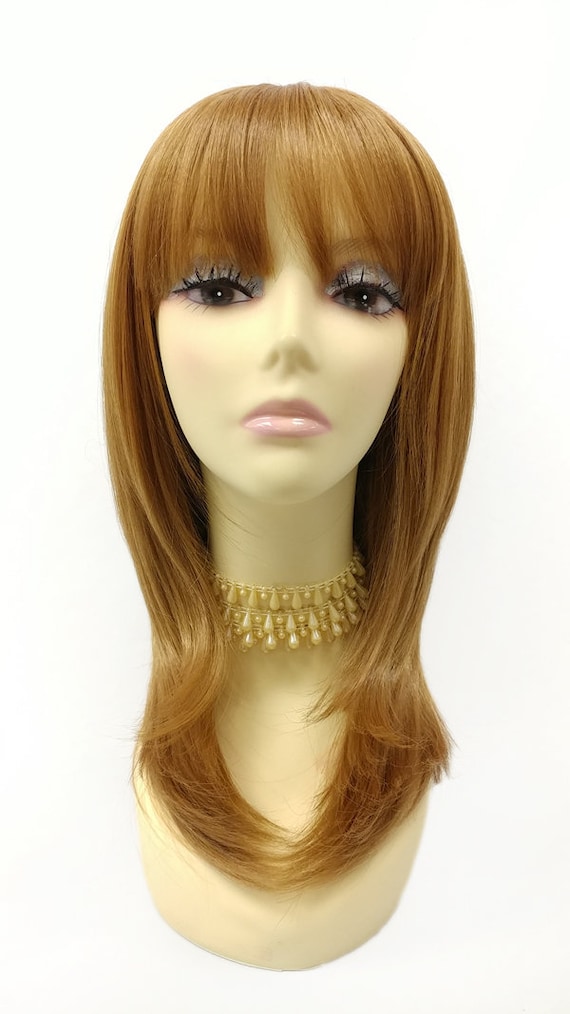 17 Inch Dark Strawberry Blonde Long Straight Layered Wig W Etsy
