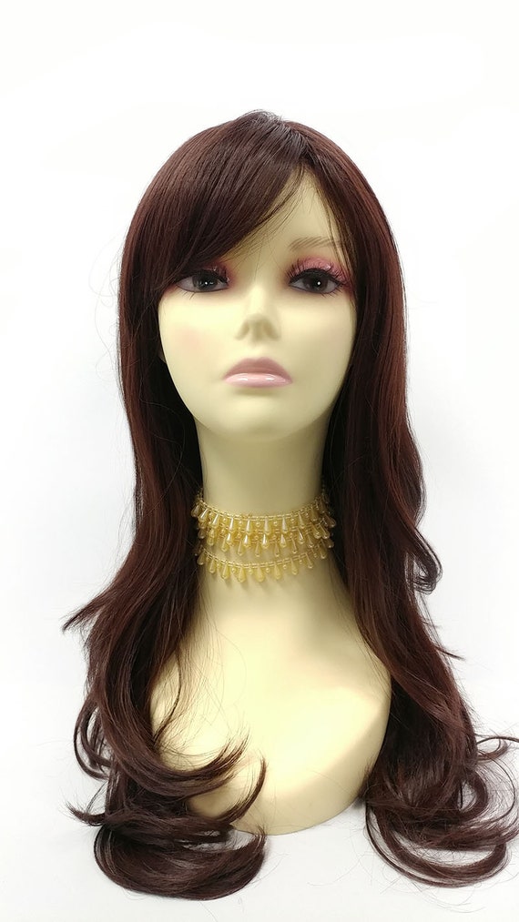 24 Inch Chestnut Brown Long Straight Wig With Bangs. Heat  display picture 3