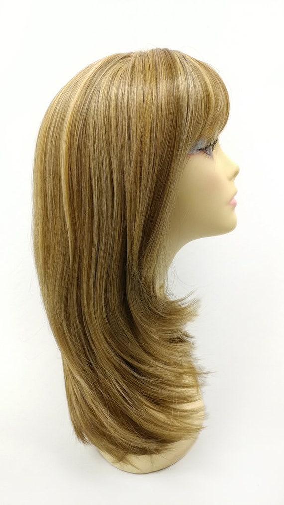 Brown blonde heat safe long straight wig 17\
