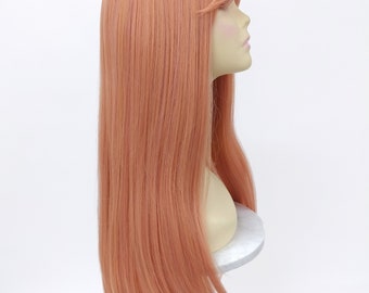 Long Straight Peach Skin Part Heat Resistant Wig Amazon.com: AFBeauty Pink Lace Front Straight Wigs for Women  main image 4