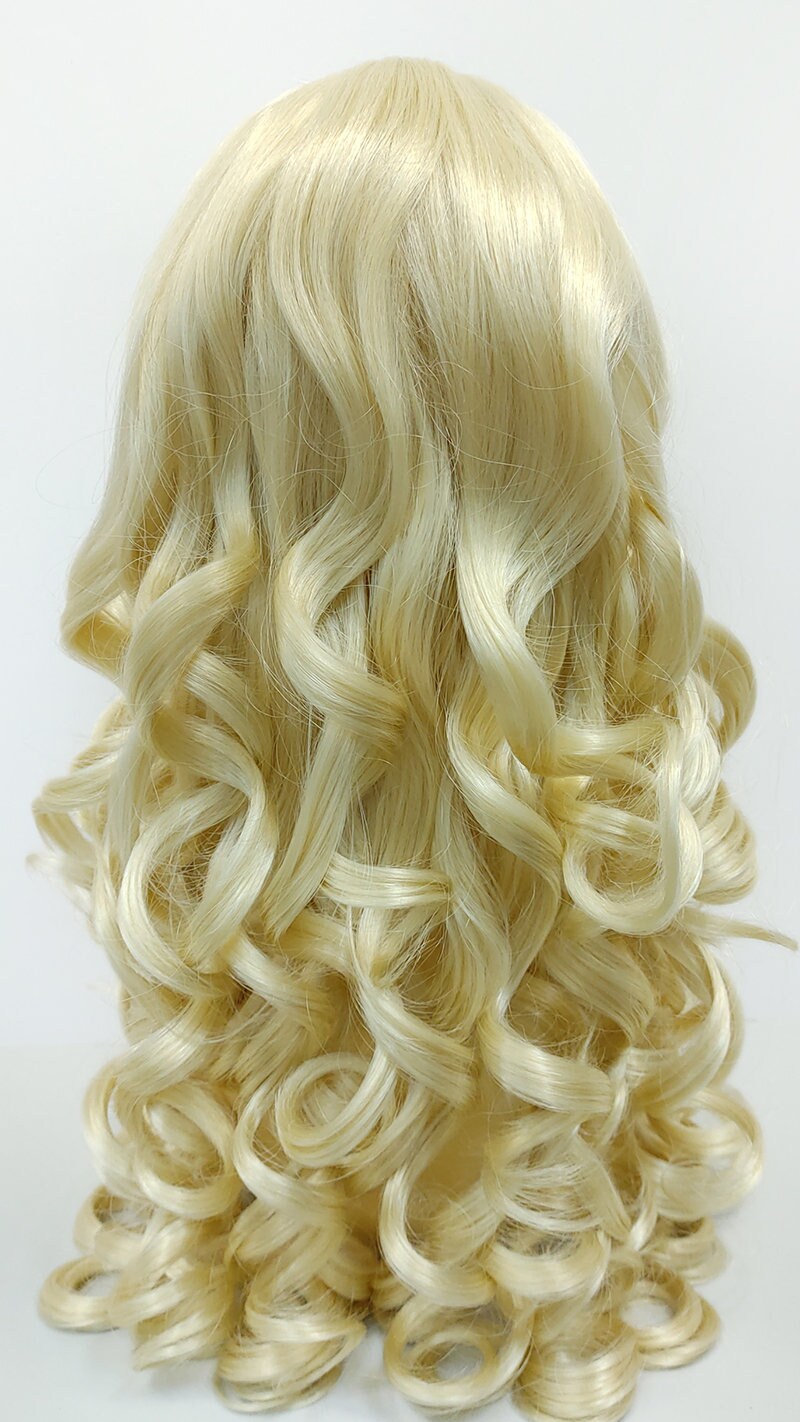 22 Inch Light Blonde Long Curly Wig With Bangs. Synthetic - Etsy