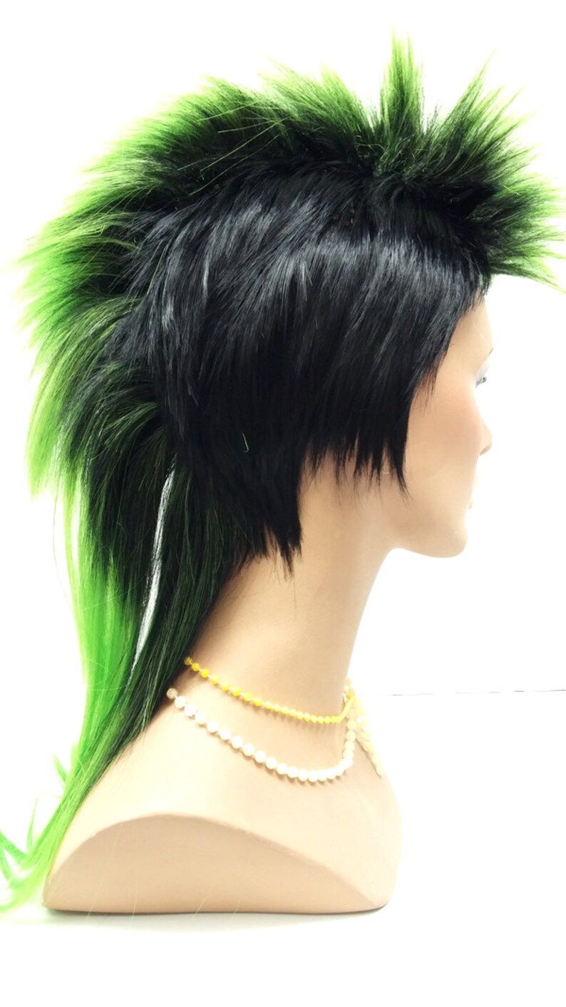 Black and Green Mohawk Wig. Men's Punk Rock Wig. Costume Etsy