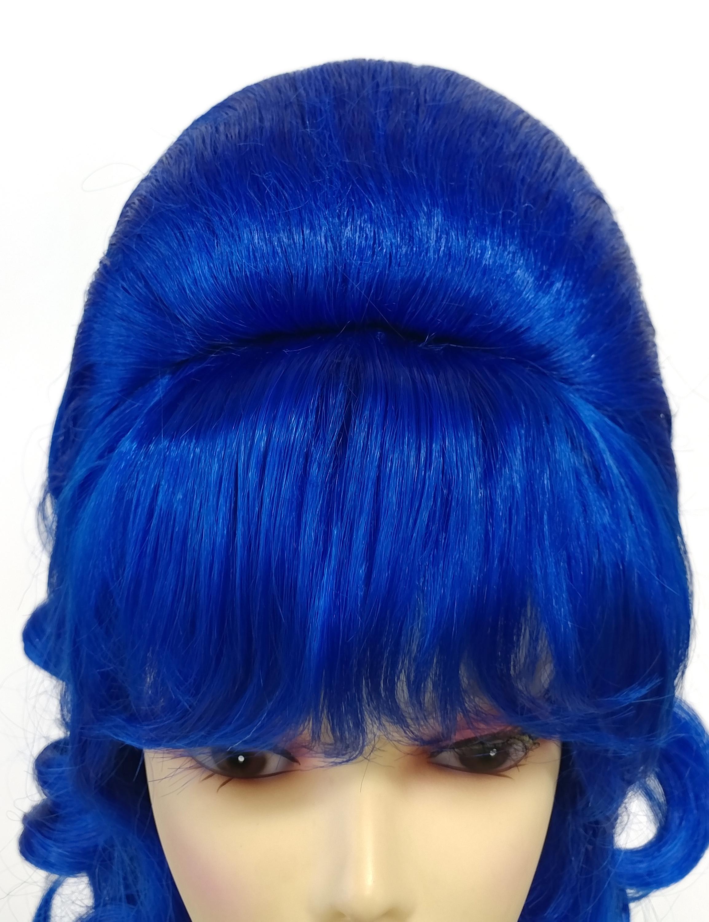 Dark Blue Long Wavy Beehive Retro Vintage 60s Costume Wig  display picture 3