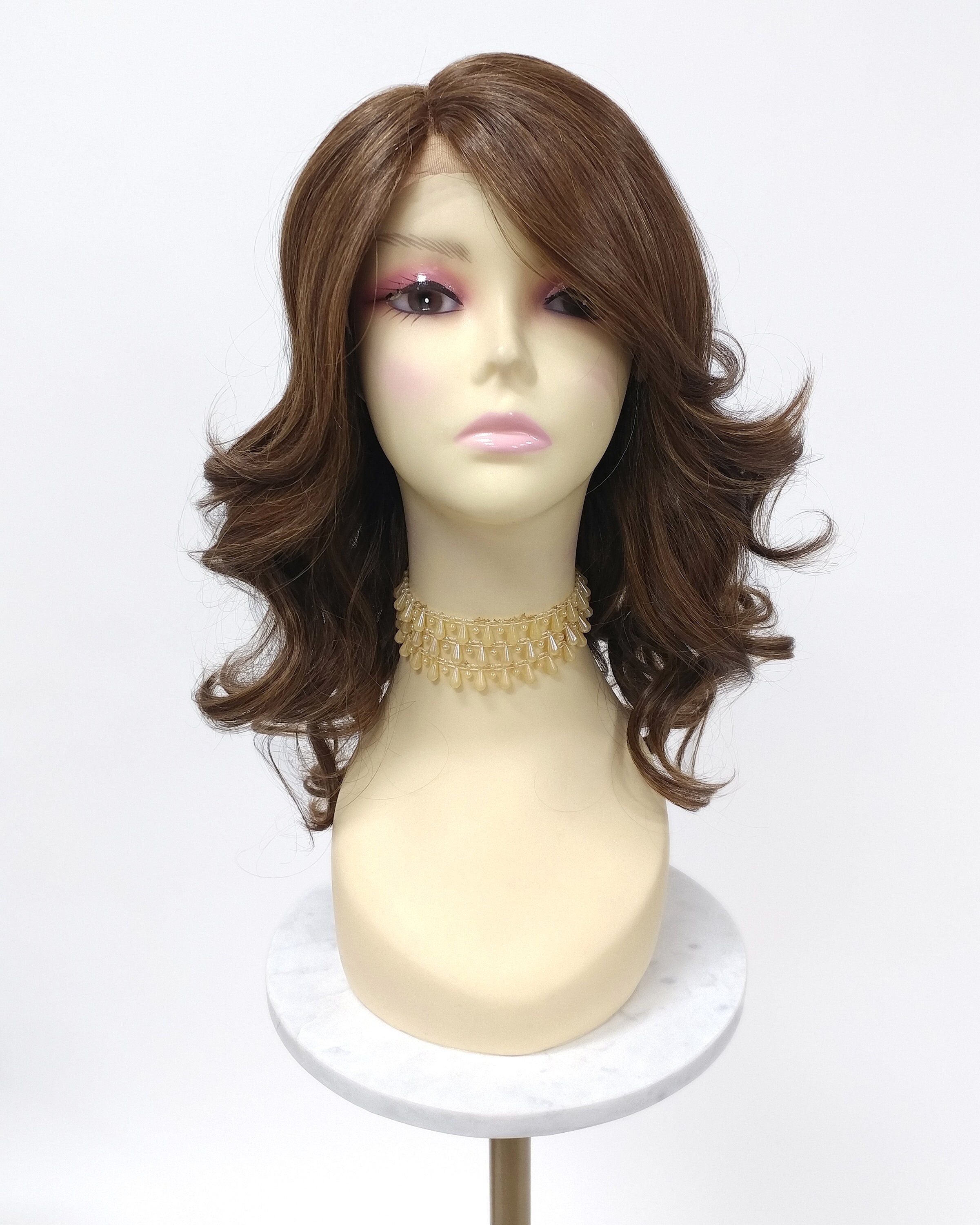 Lace Front Dark Brown and Copper Mix Long Wavy Side Part  display picture 3