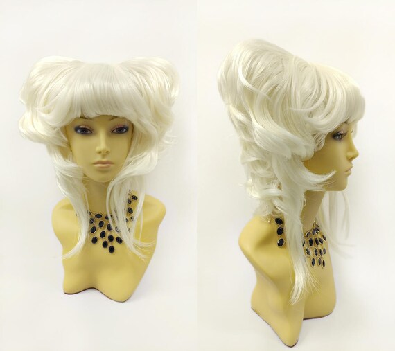 Petite Platinum Blonde Short Double Pouf Poof Wig Anime Etsy