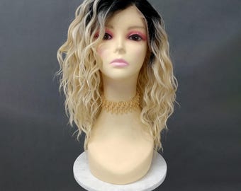 Rooted Light Blonde Classic Lace Front Long Layered Wavy Heat Resistant Free Part Wig 18 Inch [Oriana-TT1B/613]