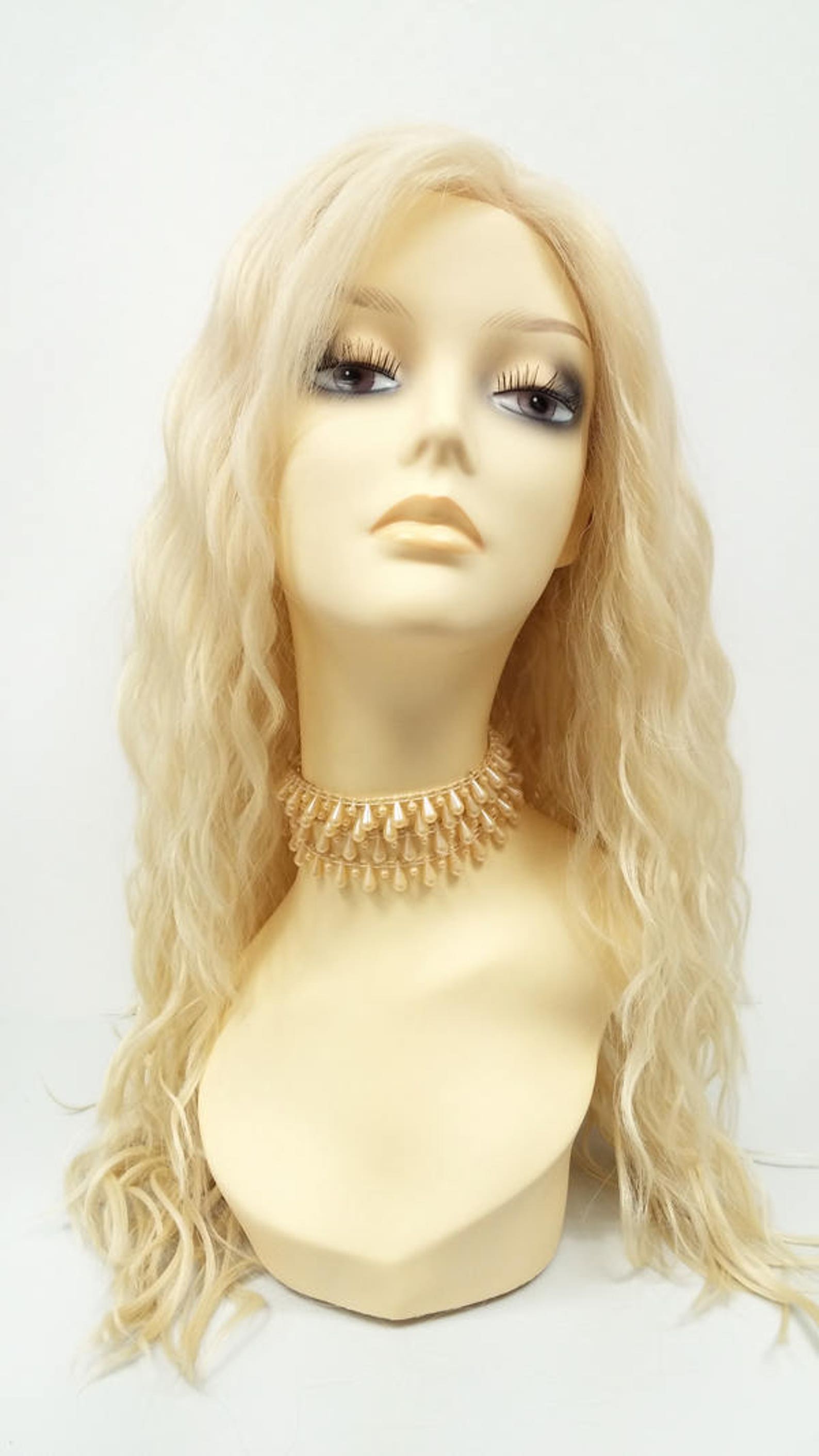 Long 23 Inch Lace Front Light Blonde Layered Deep Beach Waves Etsy