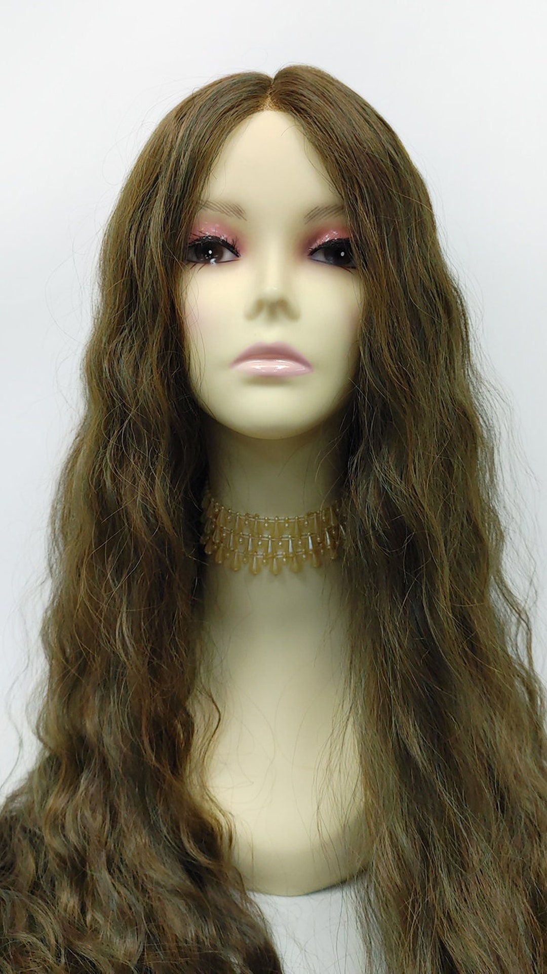 35 Inch Camo Green Brown Long Deep Wave Heat Resistant Lace Front Lace ...