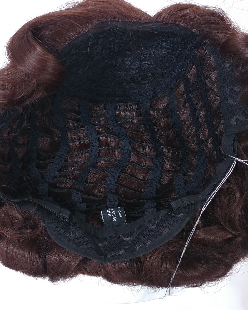 8 Inch Chestnut Brown Heat Resistant 1920s Style Finger Wave Vintage Retro Costume Wig [HTRosie-33] image 6