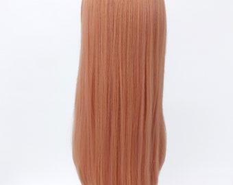 24.5 Inch Long Straight Peach Middle Skin Part Heat  display picture 1