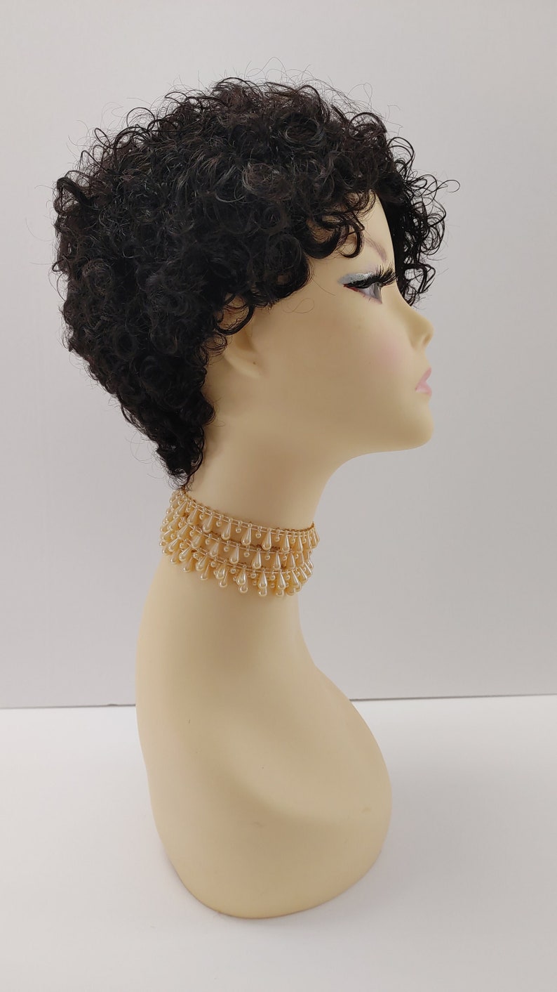 100 Human Hair off Black Short Curly Tapered Wig Etsy
