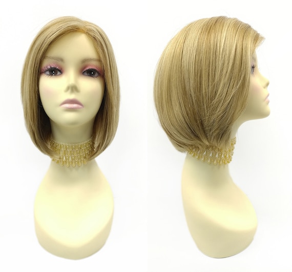 Premium 100 Remy Human Hair 9 Inch Dark and Light Blonde Mix Monotop Short Straight Free Part Bob Wig 116a 552 peri s 10 16 Etsy Canada